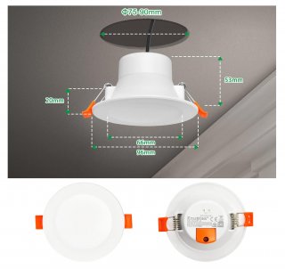 Spot Downlight CCT dimmable pour pice humide clairage blanc froid blanc neutre blanc chaud par interrupteur
